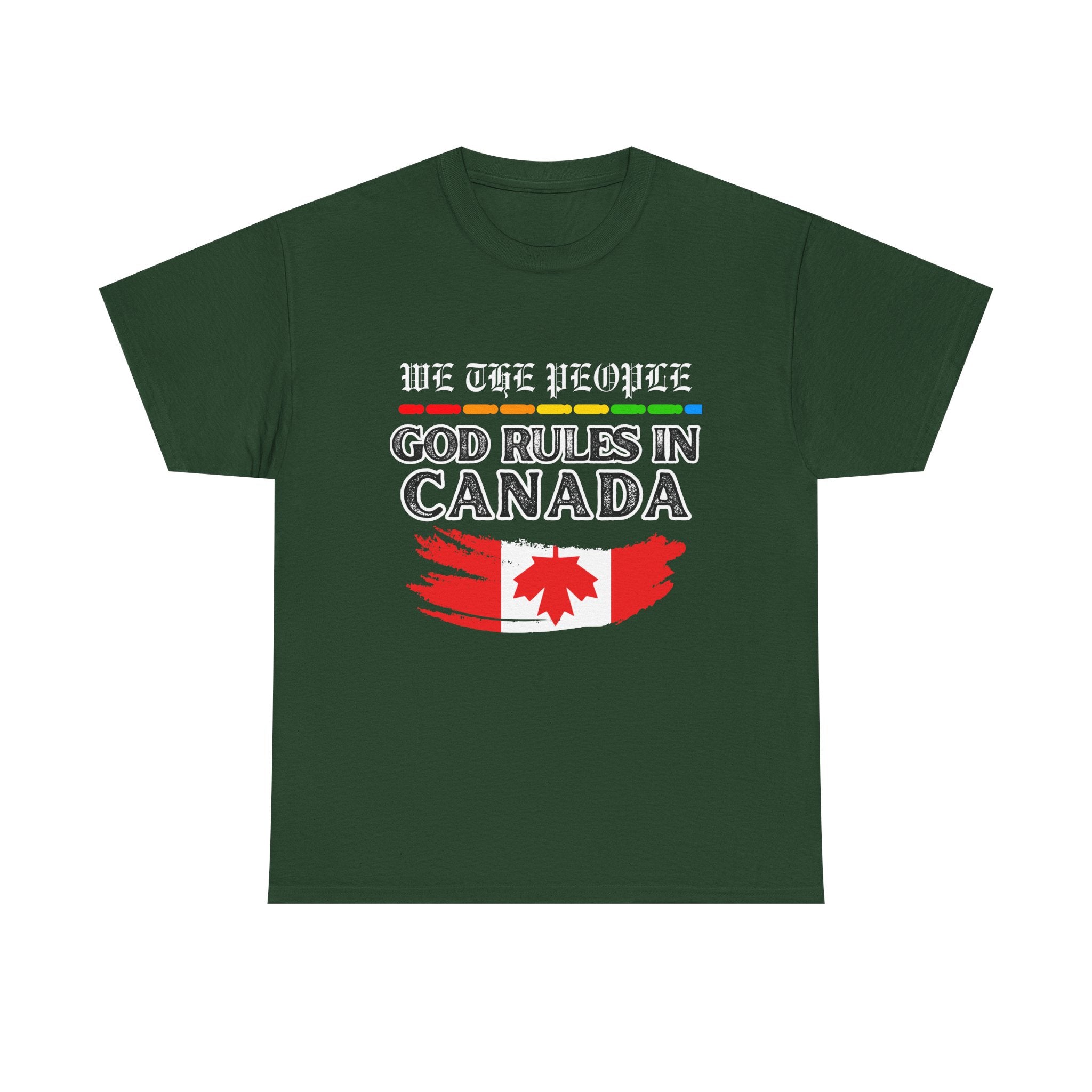 Unisex Heavy Cotton Tee Inspired by Canadian Pride - God Rules in Canada.