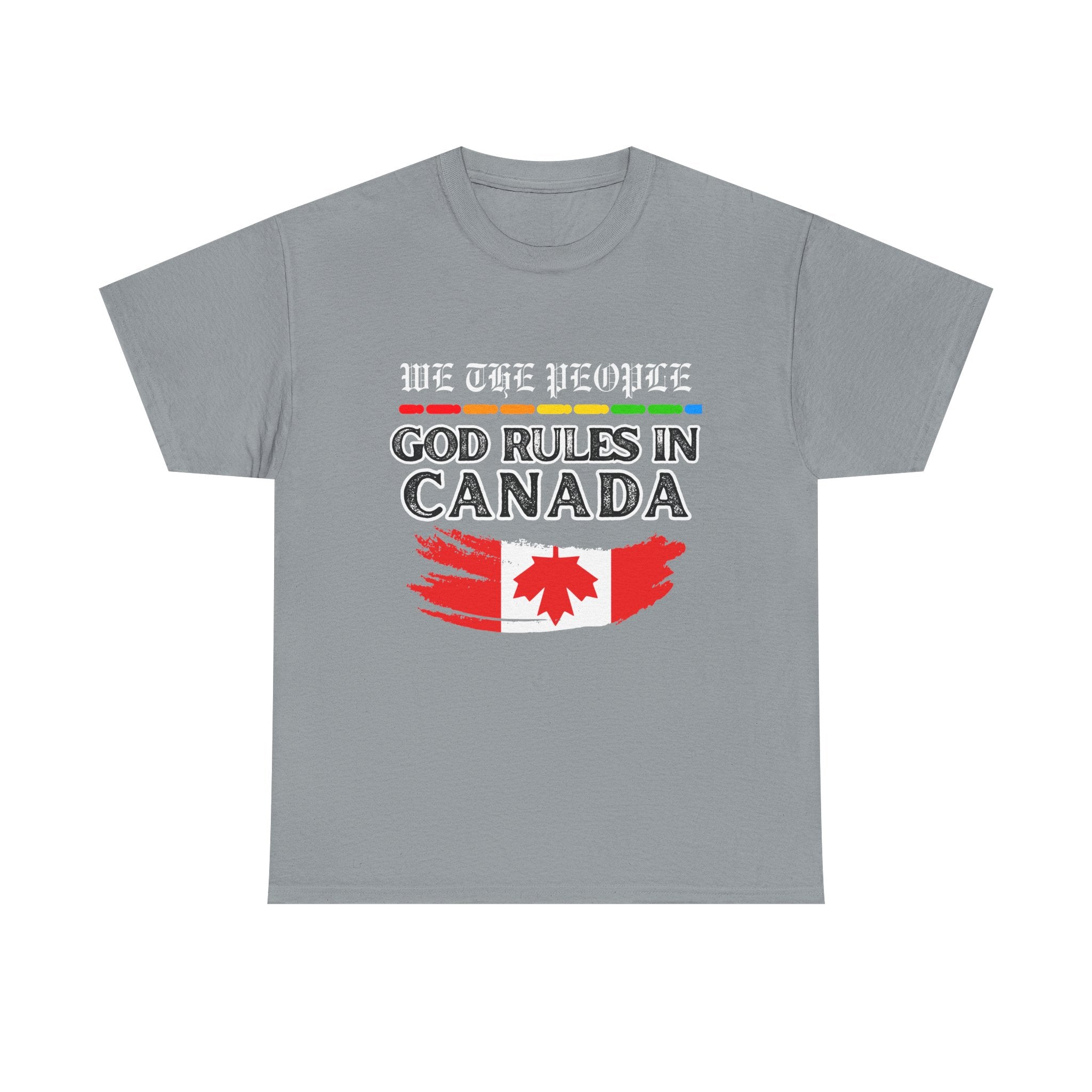 Unisex Heavy Cotton Tee Inspired by Canadian Pride - God Rules in Canada.