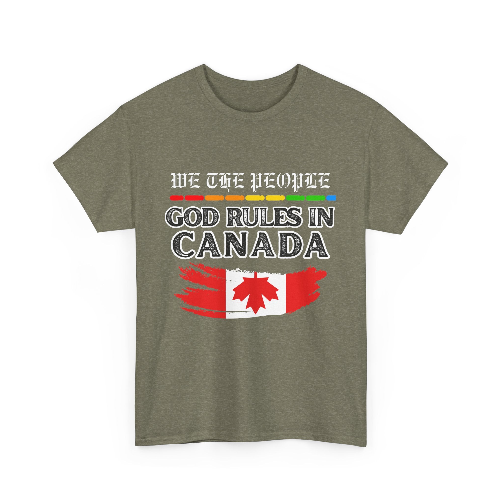 Unisex Heavy Cotton Tee Inspired by Canadian Pride - God Rules in Canada.