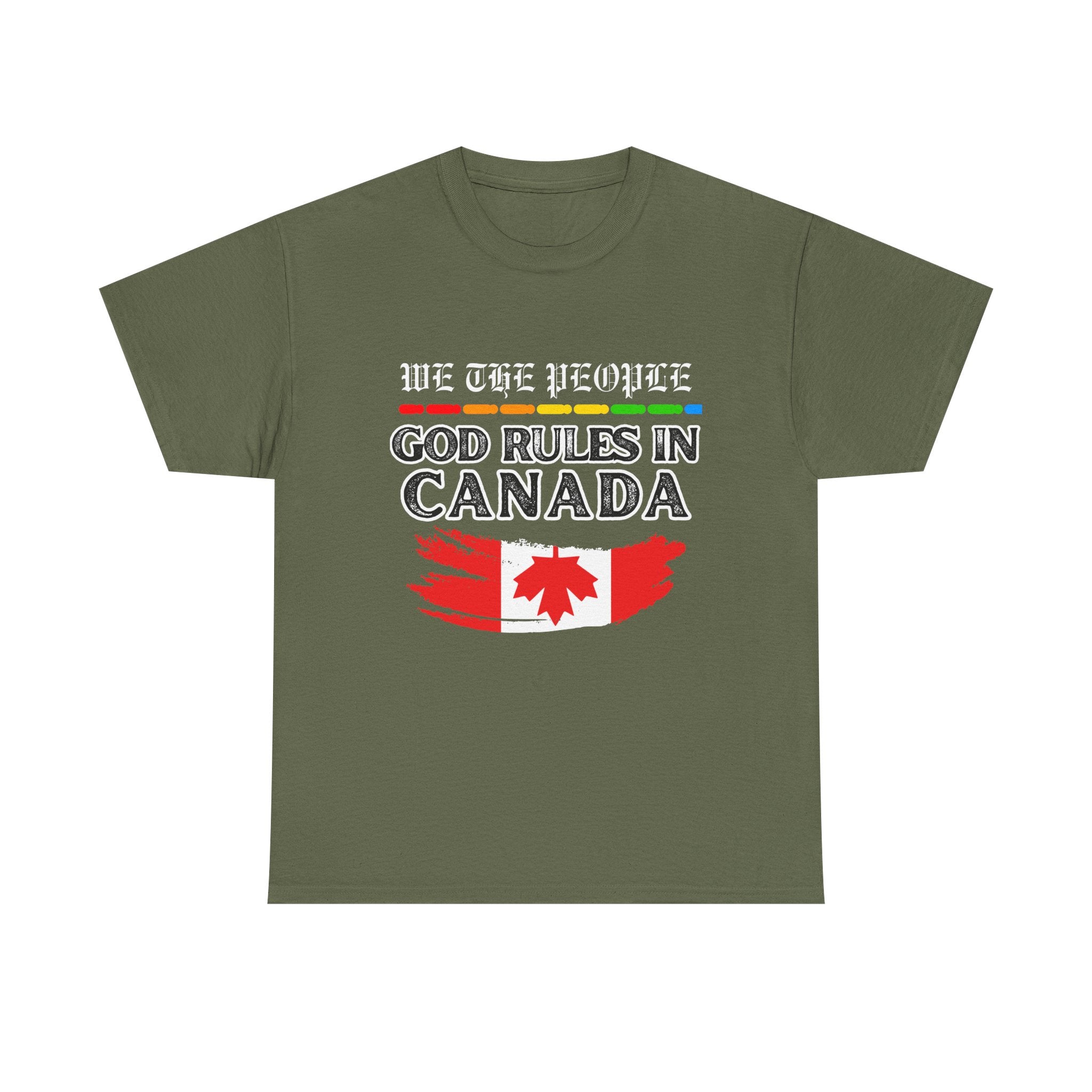 Unisex Heavy Cotton Tee Inspired by Canadian Pride - God Rules in Canada.