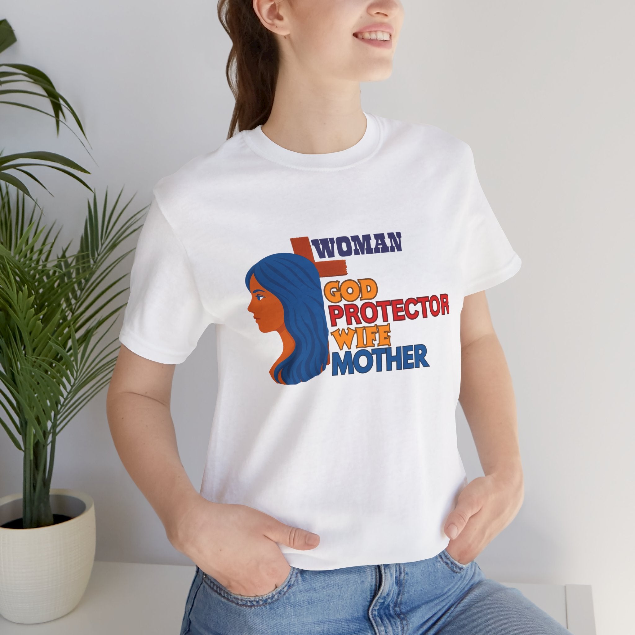 Inspirational women's T-shirt with 'Mother, Protector, Life' text – Perfect gift for moms, Women's Day casual wear