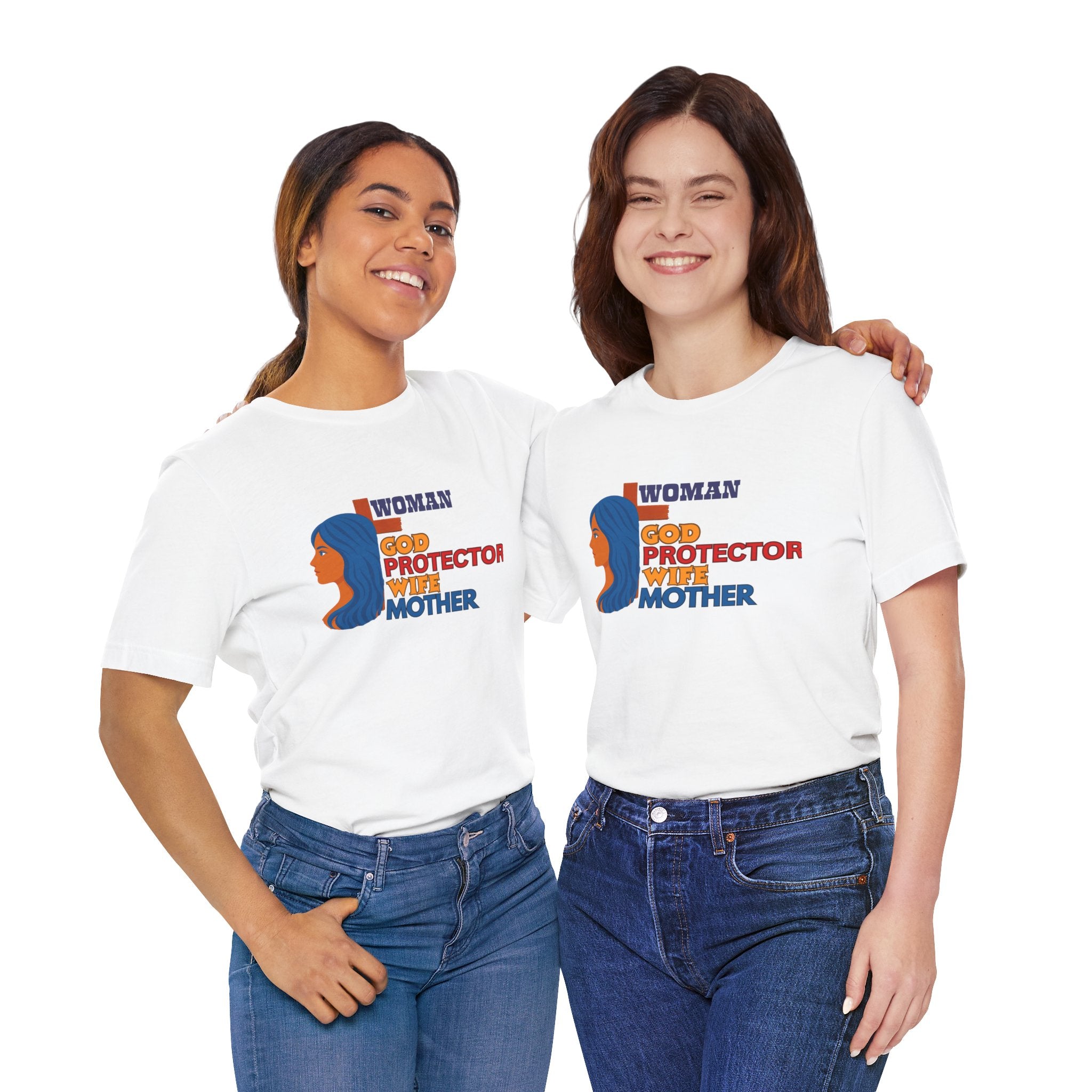 Inspirational women's T-shirt with 'Mother, Protector, Life' text – Perfect gift for moms, Women's Day casual wear